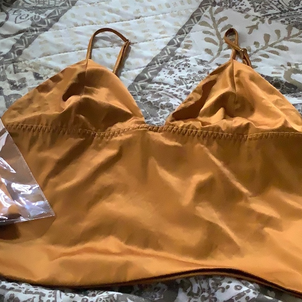 Copper colored stretch Corp top